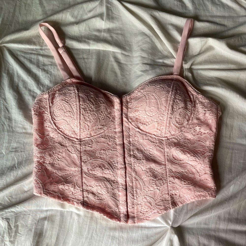 Pink lace corset top